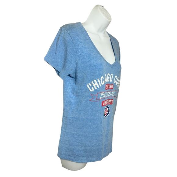 Chicago Cubs Blue V-Neck Tee Sz M MLB Genuine Merchandise 5th & Ocean Shirt Top - Picture 5 of 6